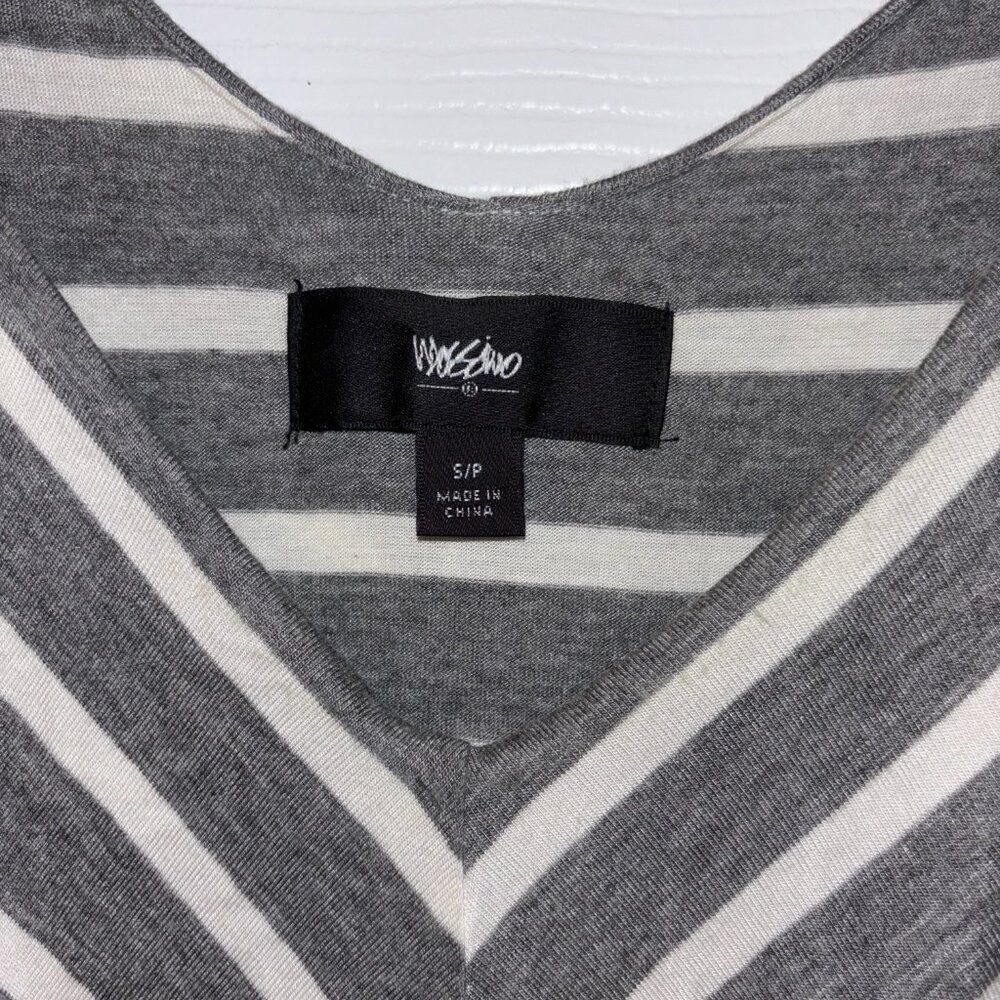 Mossimo Grey/White Striped maxi flounce dress size small - Picture 2 of 5